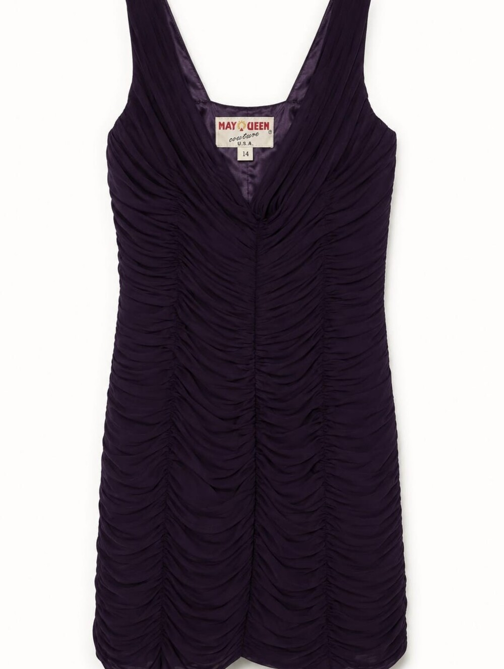 May Queen Couture Deep Purple Ruched Dress